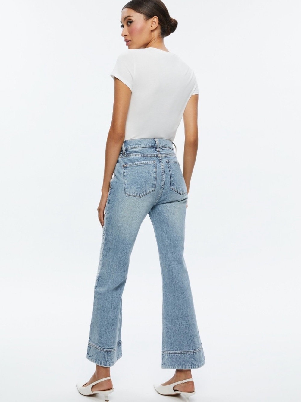 Alice + Olivia Embroidered Flare Jeans in Rockstar Blue size 28. - Picture 2 of 5